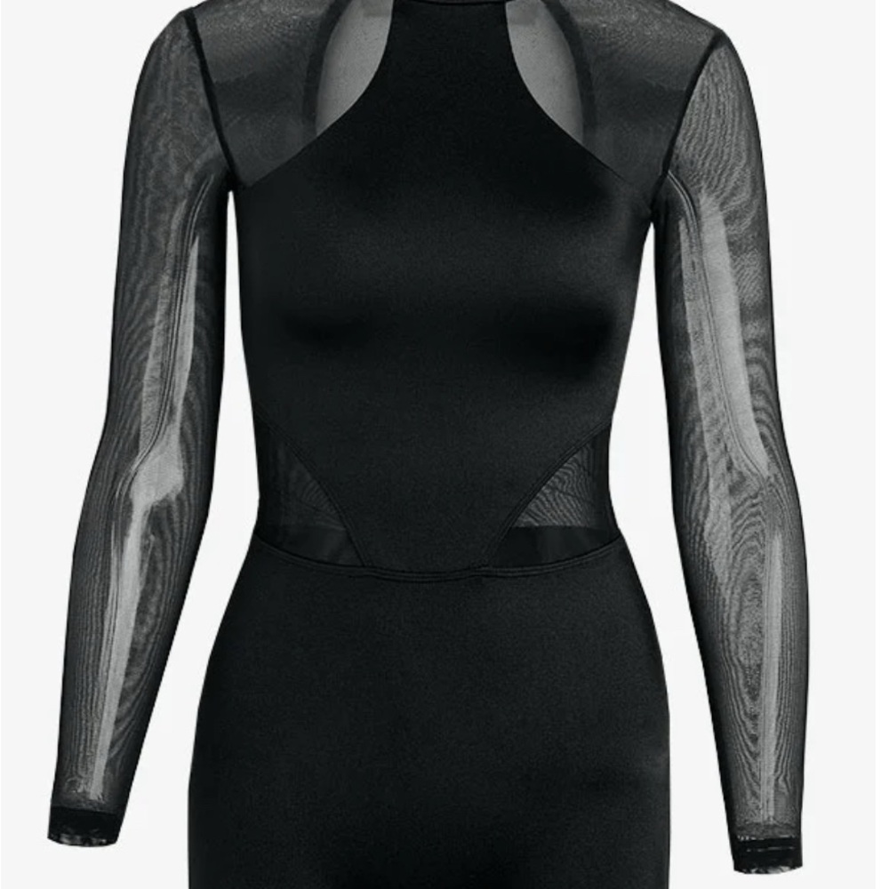 Elegant Black Sheer Unitard